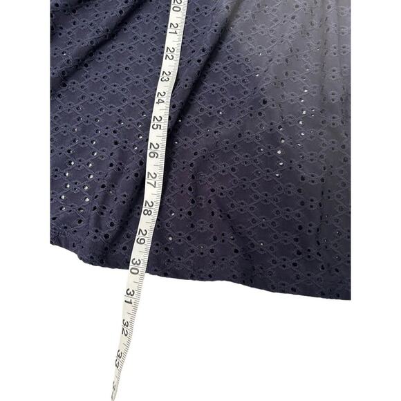 Lane Bryant Top Womens Size 22/24 Blue Eyelet Short Sleeve Crew Neck Peplum - Picture 11 of 13